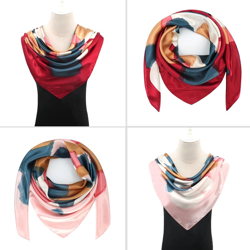 vimate 35" Square Silk Like Head Scarf - Women's Fashion Silk Feeling Scarf for Hair Wrapping and Sleeping at Night. - Image 3